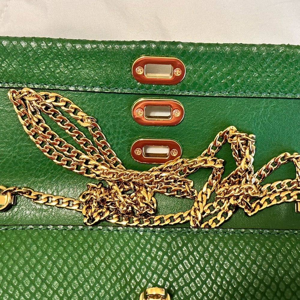 Fossil Penrose Green Python Crossbody Wallet - image 6